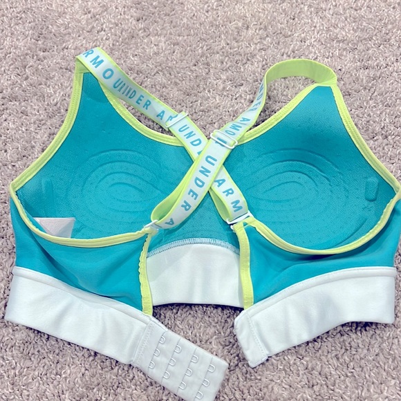 UNDER ARMOUR Women’s Crossback Low Sports Bra Turquoise Lime Green MOLDED XS - Picture 10 of 12
